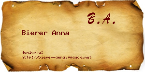 Bierer Anna névjegykártya